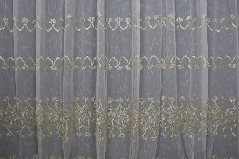 NAKIŞ 4 MODEL KREM KREM RENK TEK KANAT Hazır dikilmiş Pileli Fon Perde 300*260 cm - 5