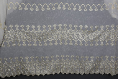 NAKIŞ 4 MODEL KREM KREM RENK TEK KANAT Hazır dikilmiş Pileli Fon Perde 300*260 cm - 9