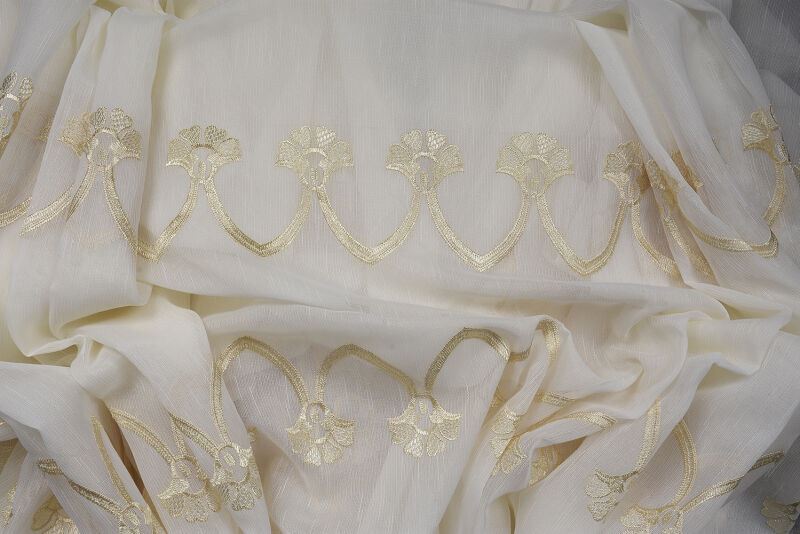 NAKIŞ 4 MODEL KREM KREM RENK TEK KANAT Hazır dikilmiş Pileli Fon Perde 300*260 cm - 16