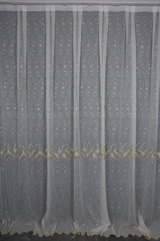 NAKIŞ 5 MODEL KREM KREM RENK TEK KANAT Hazır dikilmiş Pileli Fon Perde 300*260 cm - 1