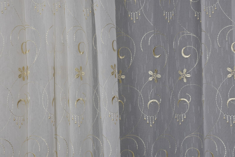 NAKIŞ 5 MODEL KREM KREM RENK TEK KANAT Hazır dikilmiş Pileli Fon Perde 300*260 cm - 2