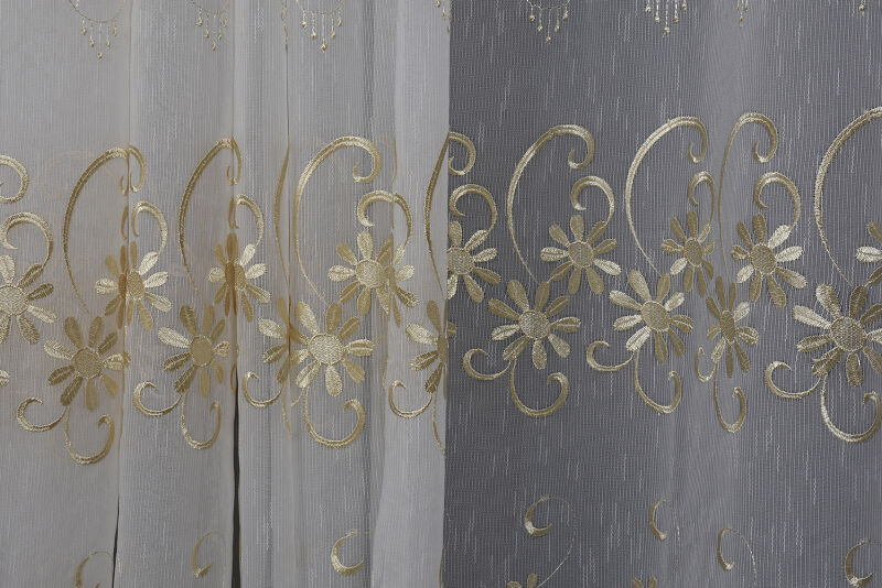 NAKIŞ 5 MODEL KREM KREM RENK TEK KANAT Hazır dikilmiş Pileli Fon Perde 300*260 cm - 3