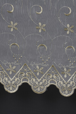 NAKIŞ 5 MODEL KREM KREM RENK TEK KANAT Hazır dikilmiş Pileli Fon Perde 300*260 cm - 6