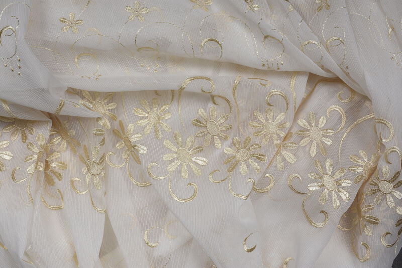 NAKIŞ 5 MODEL KREM KREM RENK TEK KANAT Hazır dikilmiş Pileli Fon Perde 300*260 cm - 13