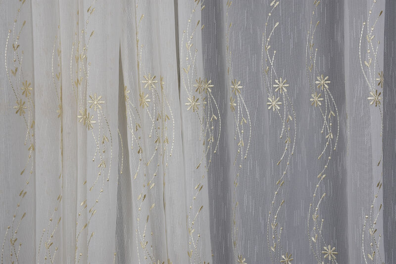 NAKIŞ 7 MODEL KREM RENK TEK KANAT Hazır dikilmiş Pileli Fon Perde 300*260 cm - 2