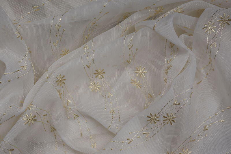 NAKIŞ 7 MODEL KREM RENK TEK KANAT Hazır dikilmiş Pileli Fon Perde 300*260 cm - 7