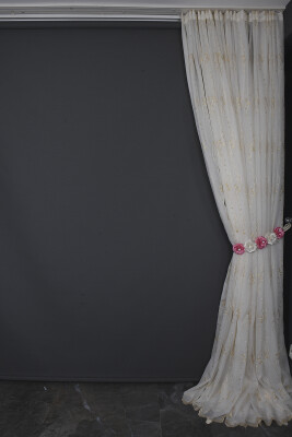 NAKIŞ 7 MODEL KREM RENK TEK KANAT Hazır dikilmiş Pileli Fon Perde 300*260 cm - 9