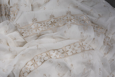 NAKIŞ 8 MODEL KREM RENK TEK KANAT Hazır dikilmiş Pileli Fon Perde 300*260 cm - 8