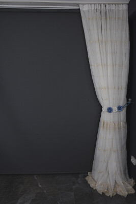 NAKIŞ 9 MODEL KREM RENK TEK KANAT Hazır dikilmiş Pileli Fon Perde 300*260 cm - 11