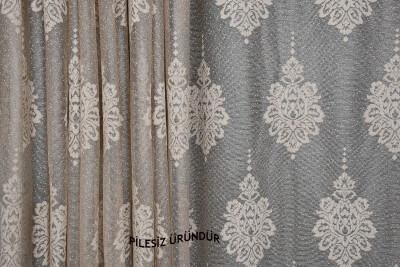 NOKTALI DAMAKS MODEL VİZON RENK PİLESİZ TEK KANAT Fon Perde 300*260 cm - 2