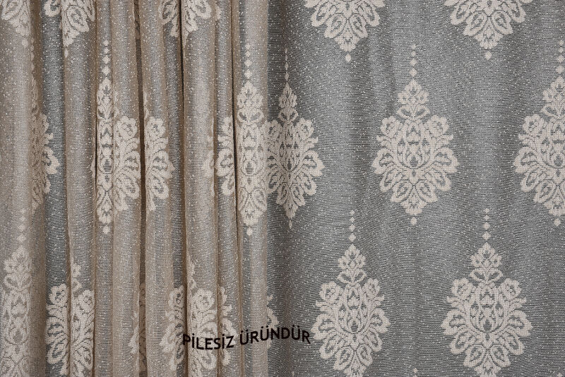 NOKTALI DAMAKS MODEL VİZON RENK PİLESİZ TEK KANAT Fon Perde 300*260 cm - 2