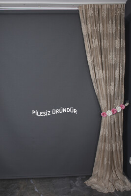 NOKTALI DAMAKS MODEL VİZON RENK PİLESİZ TEK KANAT Fon Perde 300*260 cm - 9