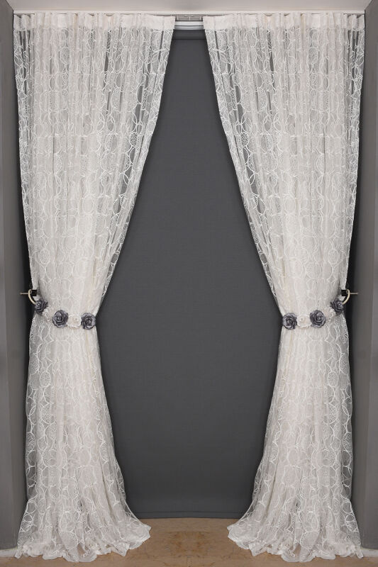 OLİMPİYAT KREM RENK TEK KANAT Dikilmiş Pileli Fon Perde 300*260 Cm - 5