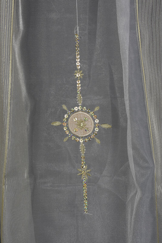 ORGANZE 1050 NAKIŞLI PULLU KREM RENK 5_3 Hazır dikilmiş Pileli Fon Perde 300*260 cm - 3