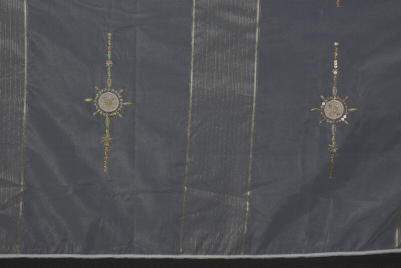 ORGANZE 1050 NAKIŞLI PULLU KREM RENK 5_3 Hazır dikilmiş Pileli Fon Perde 300*260 cm - 7