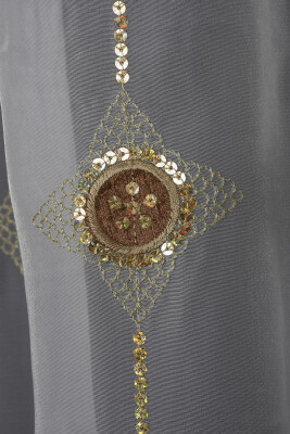 ORGANZE 1150 NAKIŞLI PULLU KREM RENK 5_3 Hazır dikilmiş Pileli Fon Perde 300*260 cm - 4