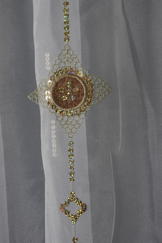 ORGANZE 1150 NAKIŞLI PULLU KREM RENK 5_3 Hazır dikilmiş Pileli Fon Perde 300*260 cm - 7