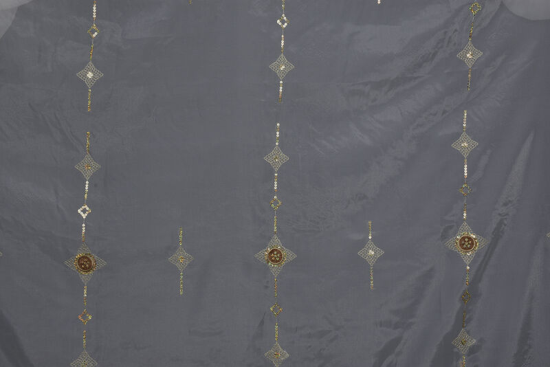 ORGANZE 1150 NAKIŞLI PULLU KREM RENK 5_3 Hazır dikilmiş Pileli Fon Perde 300*260 cm - 10