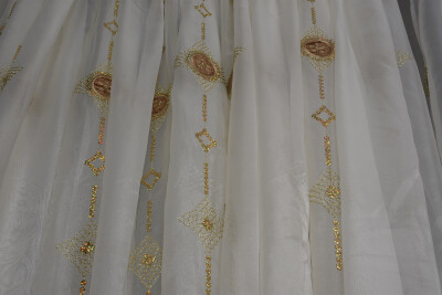 ORGANZE 1150 NAKIŞLI PULLU KREM RENK 5_3 Hazır dikilmiş Pileli Fon Perde 300*260 cm - 11