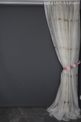 ORGANZE 1150 NAKIŞLI PULLU KREM RENK 5_3 Hazır dikilmiş Pileli Fon Perde 300*260 cm - 14