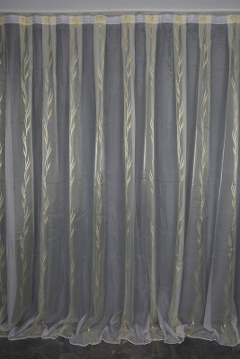 ORGANZE 1250 KREM RENK 5_3 Hazır dikilmiş Pileli Fon Perde 300*260 cm - 1