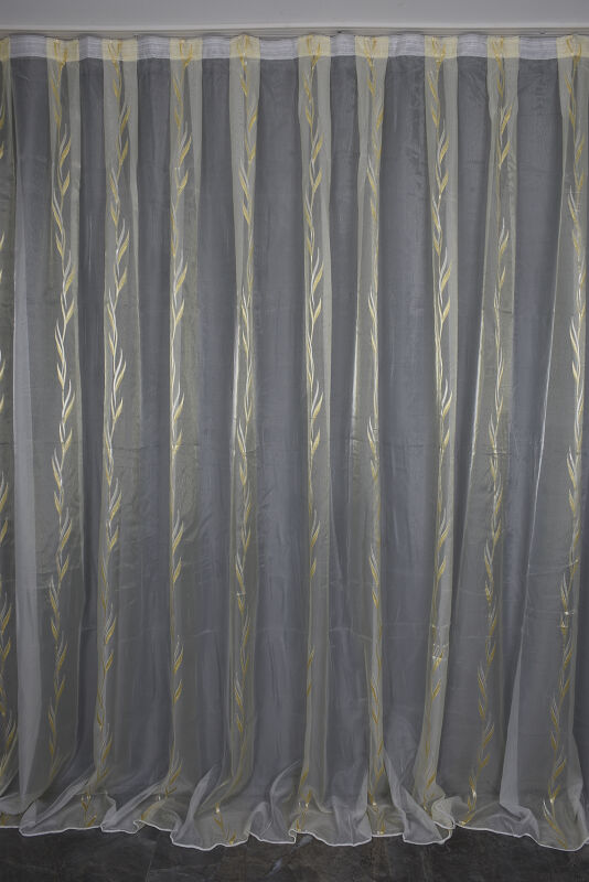 ORGANZE 1250 KREM RENK 5_3 Hazır dikilmiş Pileli Fon Perde 300*260 cm - 1