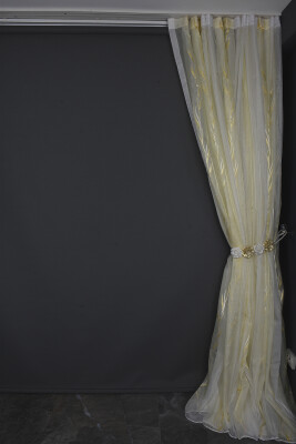 ORGANZE 1250 KREM RENK 5_3 Hazır dikilmiş Pileli Fon Perde 300*260 cm - 8