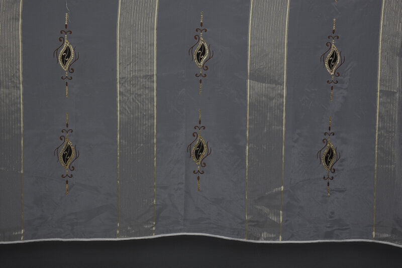 ORGANZE 1350 NAKIŞLI PULLU KREM RENK 5_3 Hazır dikilmiş Pileli Fon Perde 300*260 cm - 3