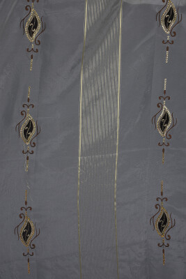ORGANZE 1350 NAKIŞLI PULLU KREM RENK 5_3 Hazır dikilmiş Pileli Fon Perde 300*260 cm - 5