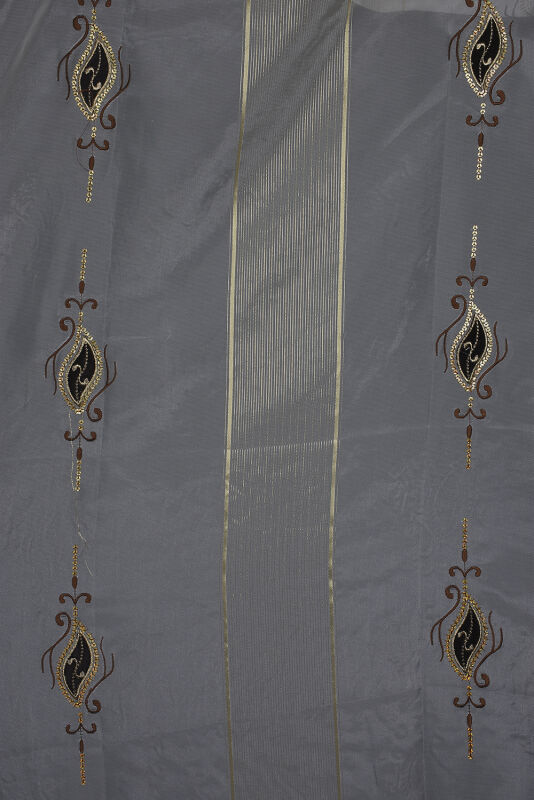 ORGANZE 1350 NAKIŞLI PULLU KREM RENK 5_3 Hazır dikilmiş Pileli Fon Perde 300*260 cm - 5