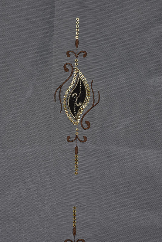 ORGANZE 1350 NAKIŞLI PULLU KREM RENK 5_3 Hazır dikilmiş Pileli Fon Perde 300*260 cm - 7