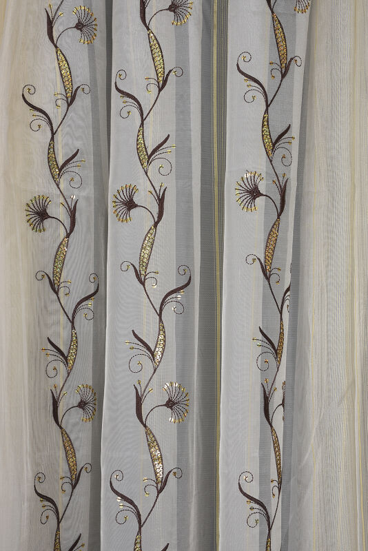 ORGANZE 1450 NAKIŞLI PULLU KREM RENK 5_3 Hazır dikilmiş Pileli Fon Perde 300*260 cm - 7