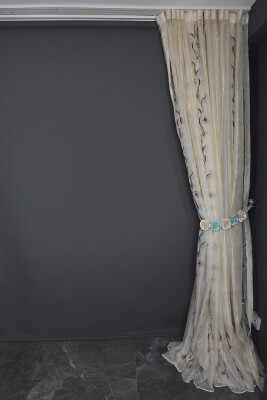 ORGANZE 1450 NAKIŞLI PULLU KREM RENK 5_3 Hazır dikilmiş Pileli Fon Perde 300*260 cm - 13