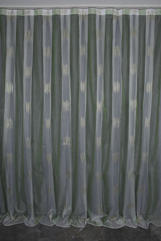 ORGANZE 1650 KREM RENK 5_3 Hazır dikilmiş Pileli Fon Perde 300*260 cm - 1