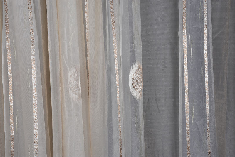 ORGANZE 1800 KREM RENK 5_3 Hazır dikilmiş Pileli Fon Perde 300*260 cm - 2