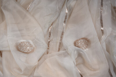 ORGANZE 1800 KREM RENK 5_3 Hazır dikilmiş Pileli Fon Perde 300*260 cm - 7