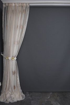 ORGANZE 1800 KREM RENK 5_3 Hazır dikilmiş Pileli Fon Perde 300*260 cm - 8