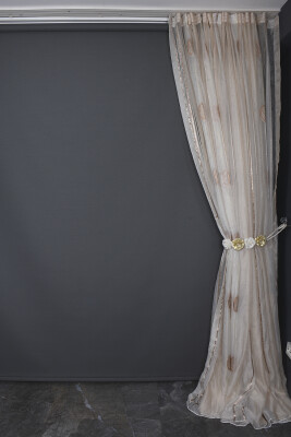 ORGANZE 1800 KREM RENK 5_3 Hazır dikilmiş Pileli Fon Perde 300*260 cm - 9