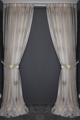 ORGANZE 1800 KREM RENK 5_3 Hazır dikilmiş Pileli Fon Perde 300*260 cm - 10