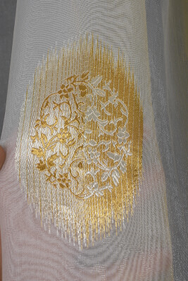 ORGANZE 1850 KREM RENK 5_3 Hazır dikilmiş Pileli Fon Perde 300*260 cm - 4