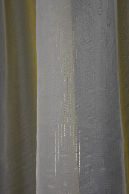 ORGANZE 1850 KREM RENK 5_3 Hazır dikilmiş Pileli Fon Perde 300*260 cm - 2
