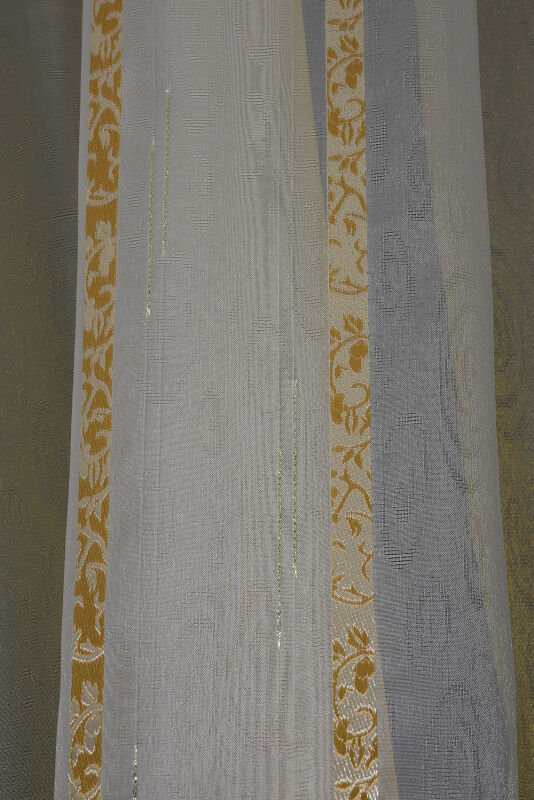 ORGANZE 1850 KREM RENK 5_3 Hazır dikilmiş Pileli Fon Perde 300*260 cm - 3