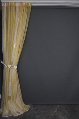 ORGANZE 1850 KREM RENK 5_3 Hazır dikilmiş Pileli Fon Perde 300*260 cm - 17