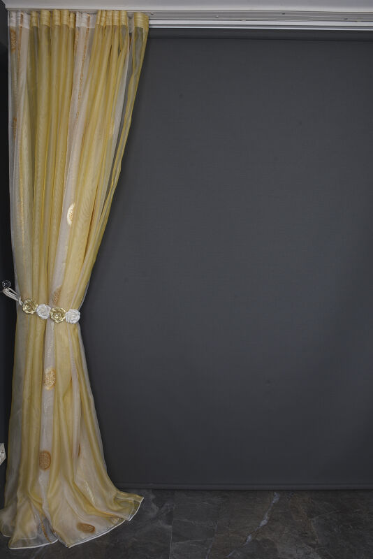 ORGANZE 1850 KREM RENK 5_3 Hazır dikilmiş Pileli Fon Perde 300*260 cm - 17