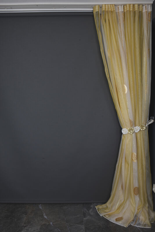 ORGANZE 1850 KREM RENK 5_3 Hazır dikilmiş Pileli Fon Perde 300*260 cm - 18