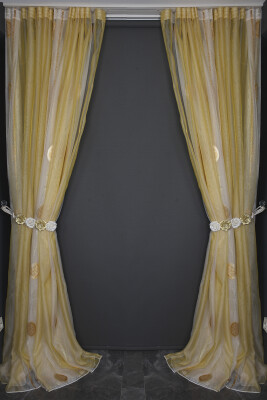 ORGANZE 1850 KREM RENK 5_3 Hazır dikilmiş Pileli Fon Perde 300*260 cm - 19