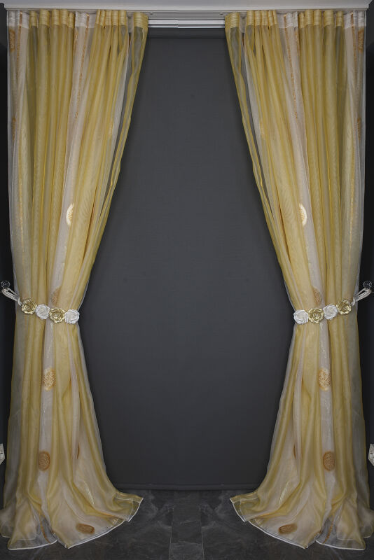 ORGANZE 1850 KREM RENK 5_3 Hazır dikilmiş Pileli Fon Perde 300*260 cm - 19