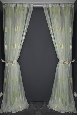 ORGANZE 1925 KREM RENK 5_3 Hazır dikilmiş Pileli Fon Perde 300*260 cm - 11