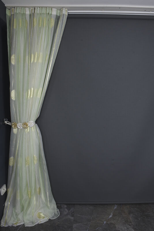ORGANZE 1925 KREM RENK 5_3 Hazır dikilmiş Pileli Fon Perde 300*260 cm - 6