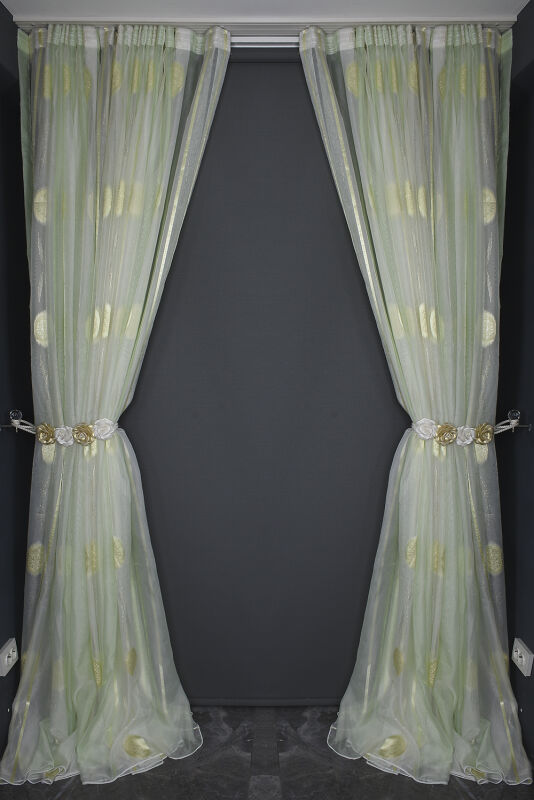 ORGANZE 1925 KREM RENK 5_3 Hazır dikilmiş Pileli Fon Perde 300*260 cm - 8